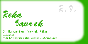 reka vavrek business card